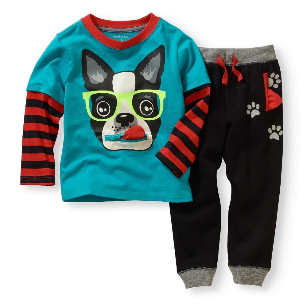 Cute Hipster Frenchie boys toddler set